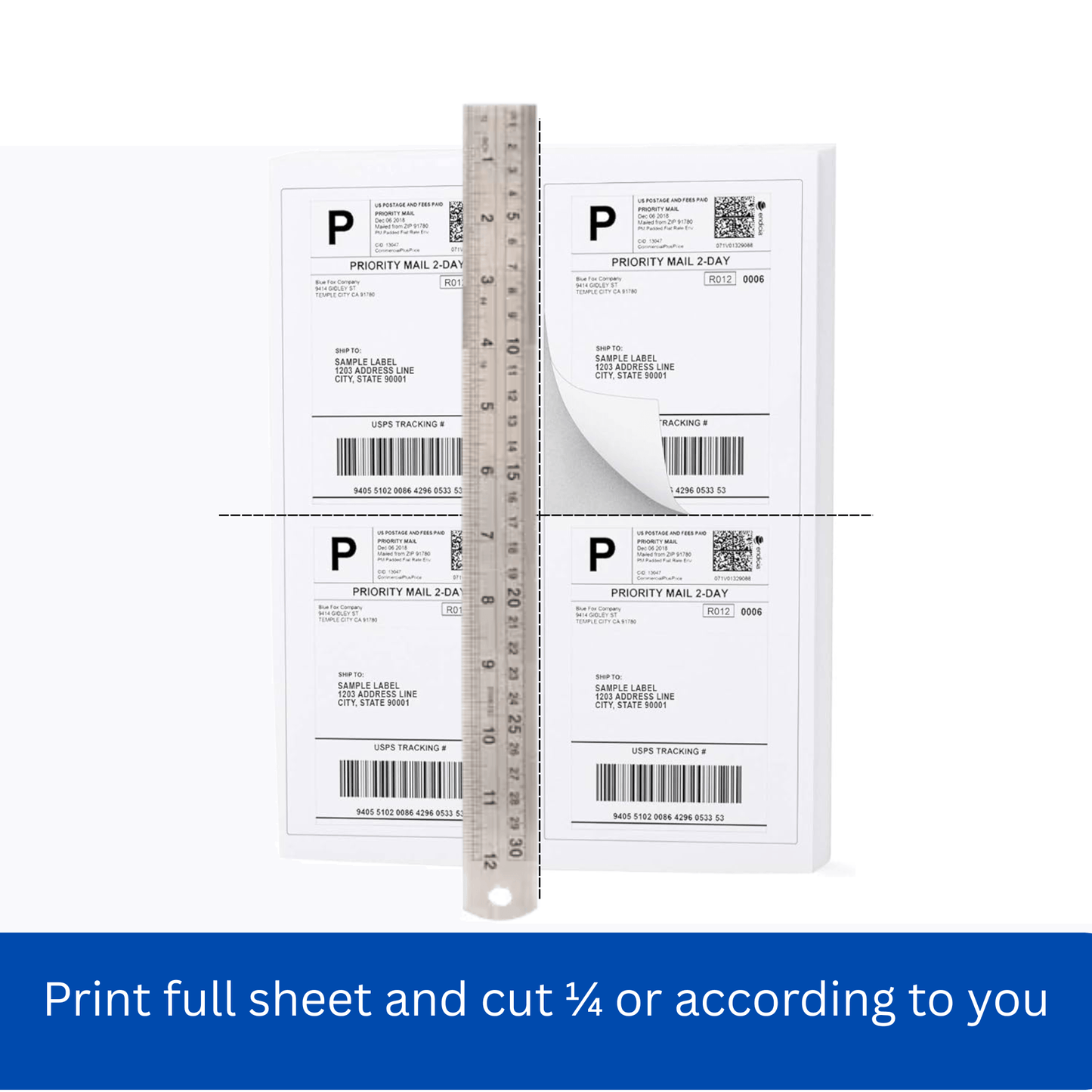 Full Sticker Label A4 Sheets for FBA Shipment- Sticker Paper for Inkjet and Laser Printers (100 Sheets).