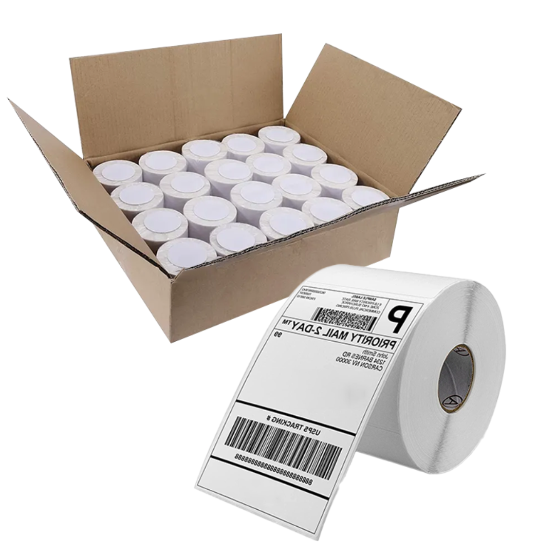 4x6 Direct Thermal label roll top coated for ribbon free printing (400 labels per roll)