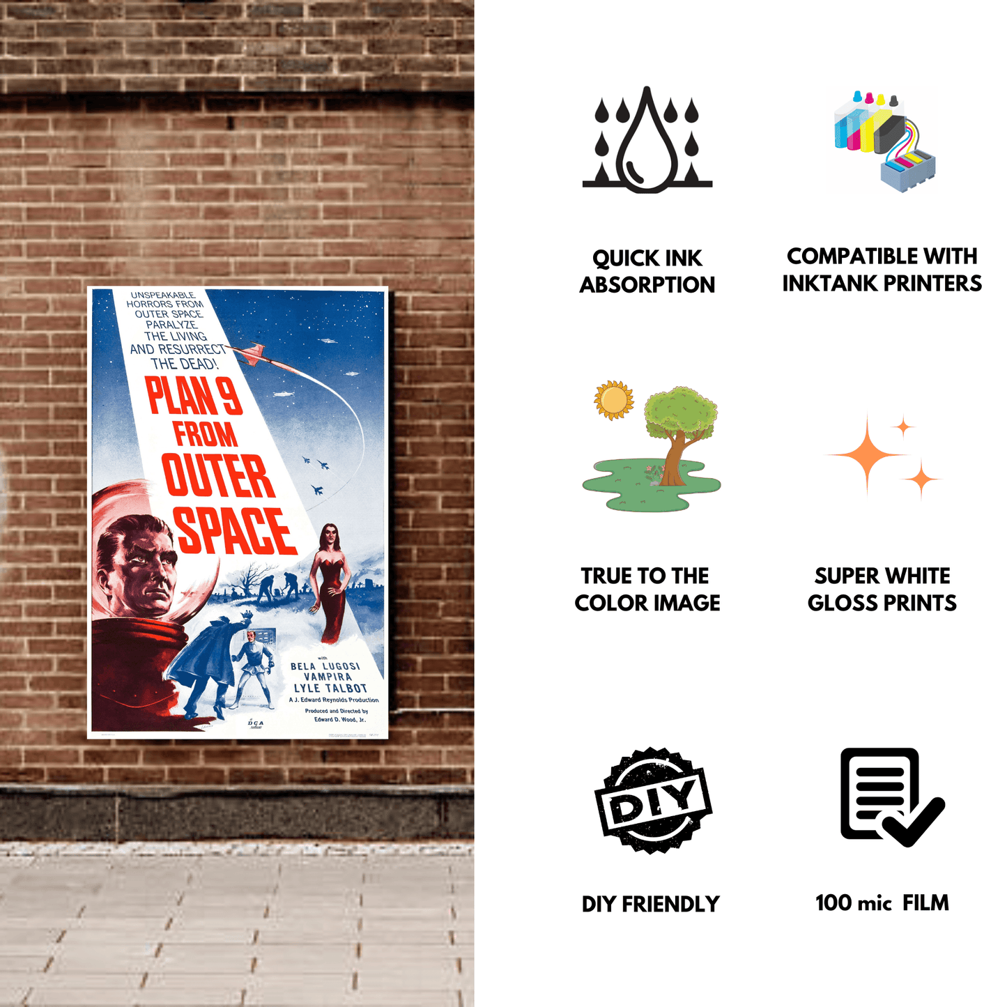 Stickezzy Vinyl+Maplitho+Glossy Sticker paper (25 Sheets each) tryout combo pack for inkjet printing.