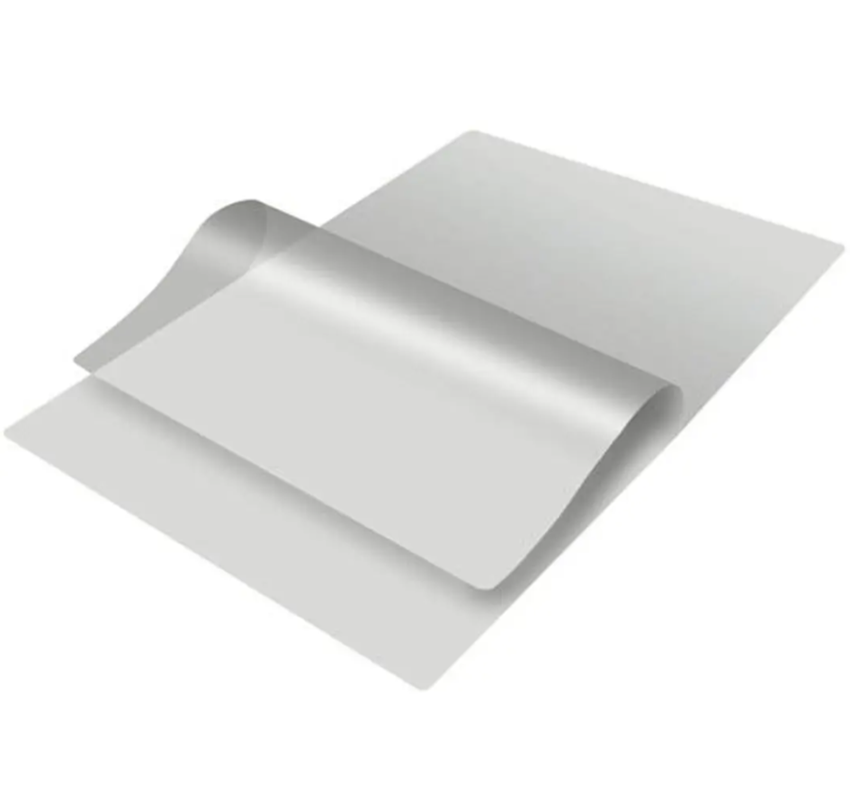 45 microns +/- self adhesive transparent laminating film with paper release