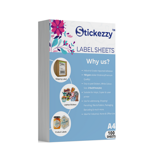 Stickezzy A4 Size Multipurpose Sticker Paper for inkjet printing (maplitho finish)