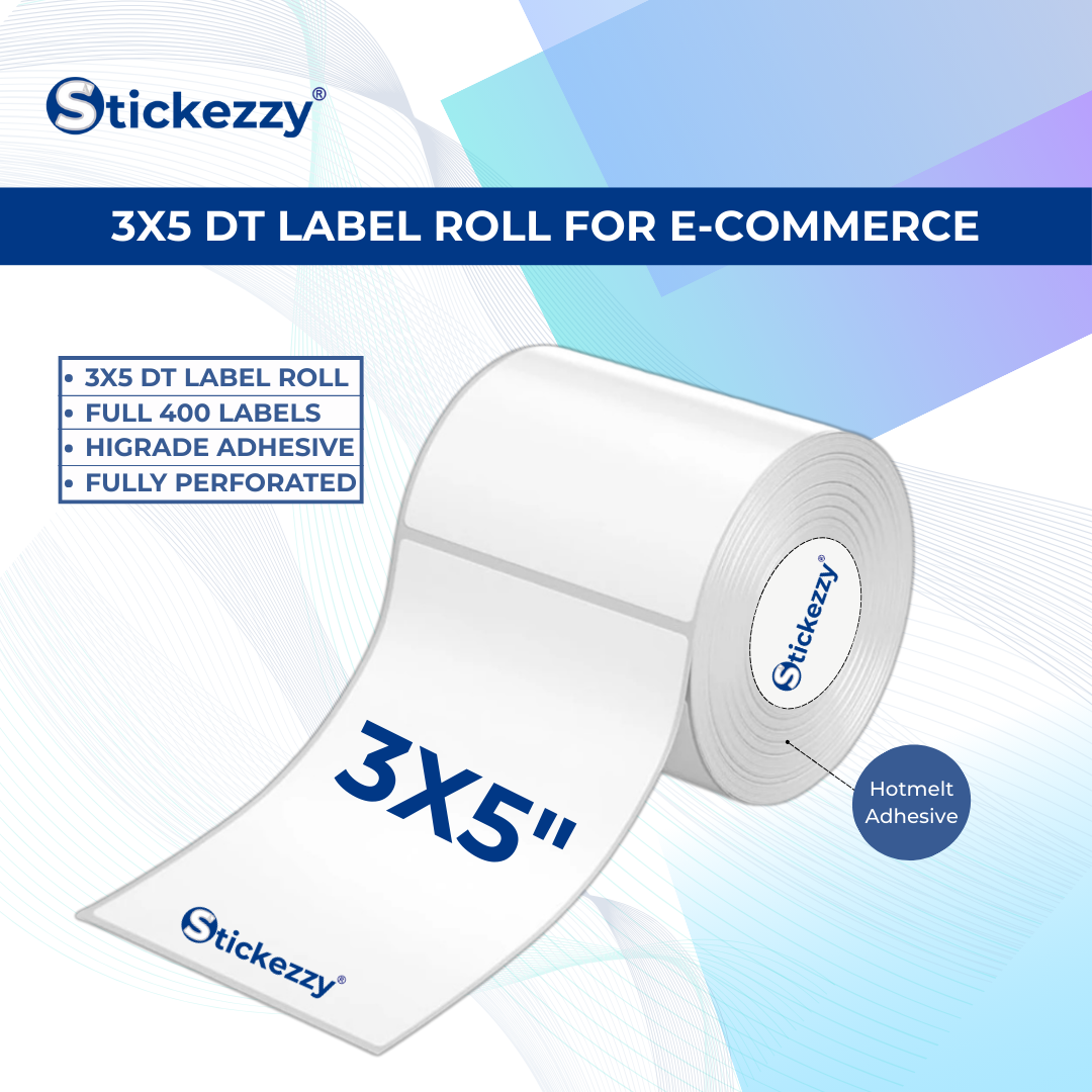 3x5  Direct Thermal label roll top coated for ribbon free printing (400 labels per roll) - matte finish (top coated)