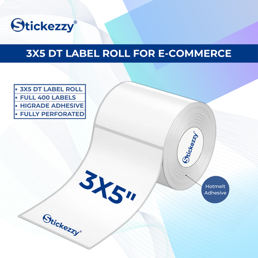 3x5  Direct Thermal label roll top coated for ribbon free printing (400 labels per roll) - matte finish (top coated)