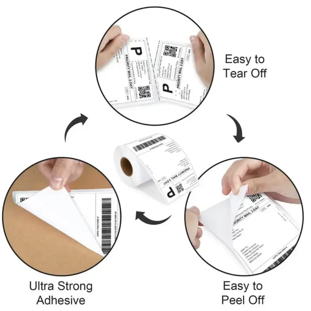 4x6  Direct Thermal label roll top coated for ribbon free printing (400 labels per roll)