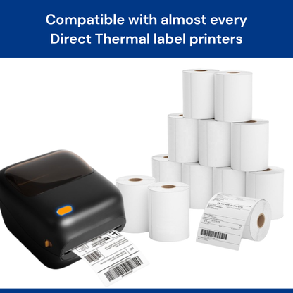 4x6  Direct Thermal label roll top coated for ribbon free printing (400 labels per roll)