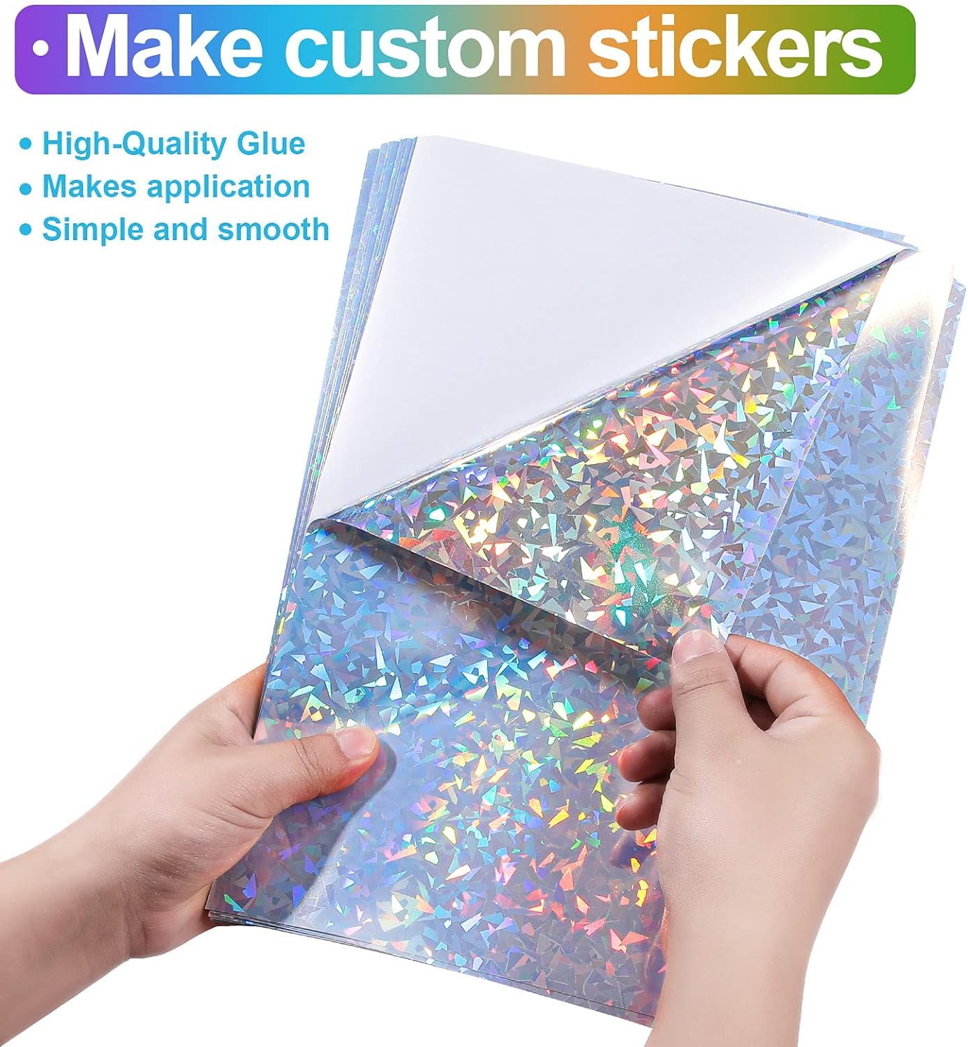 Holographic Self Adhesive Vinyl Sticker Sheet for decorative paper cutouts and pasting