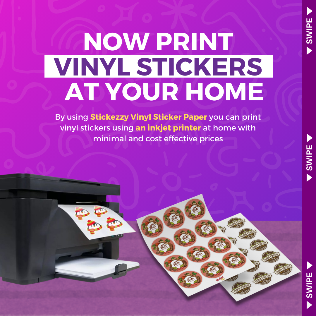 Stickezzy 12x18 inch Vinyl Sticker Paper for Inkjet printing - 100 sheet