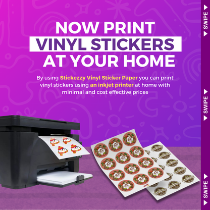 Stickezzy 12x18 inch Vinyl Sticker Paper for Inkjet printing - 100 sheet