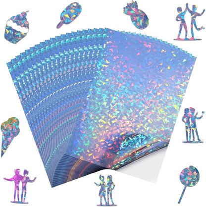 Holographic Self Adhesive Vinyl Sticker Sheet for decorative paper cutouts and pasting