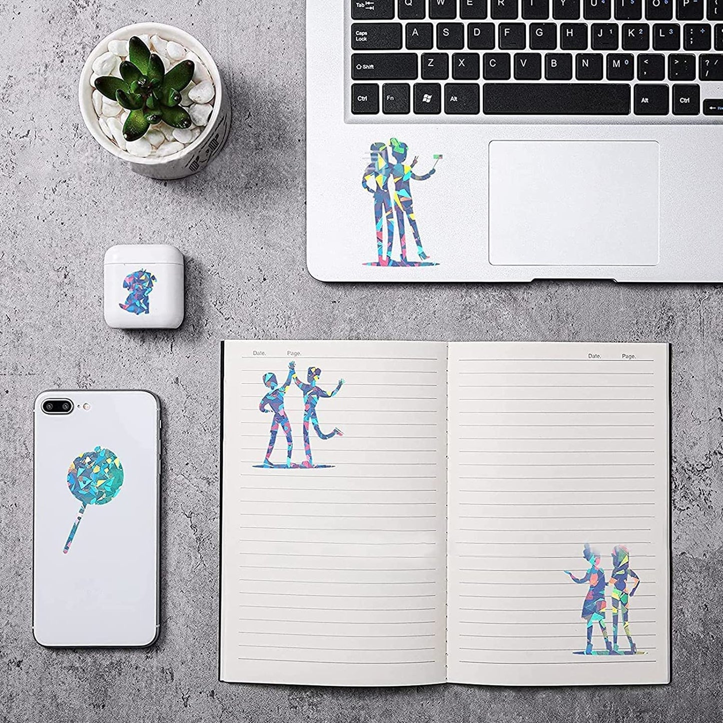 Holographic Self Adhesive Vinyl Sticker Sheet for decorative paper cutouts and pasting