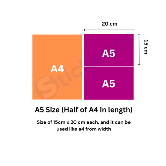 Stickezzy A5 size Vinyl Sticker Paper for Inkjet printing (15 cm x 20 cm)
