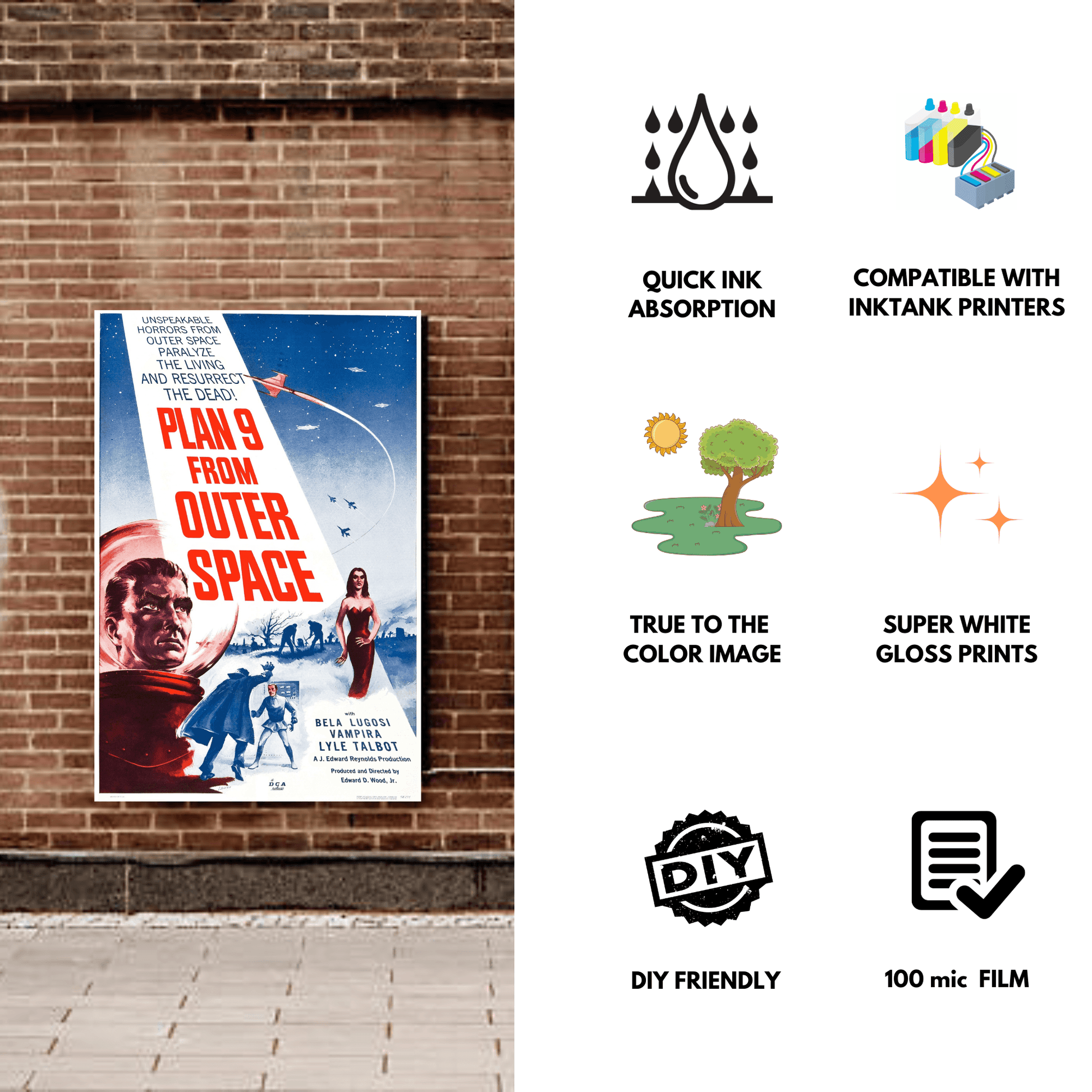 Stickezzy Vinyl+Maplitho+Glossy Sticker paper (25 Sheets each) tryout combo pack for inkjet printing.