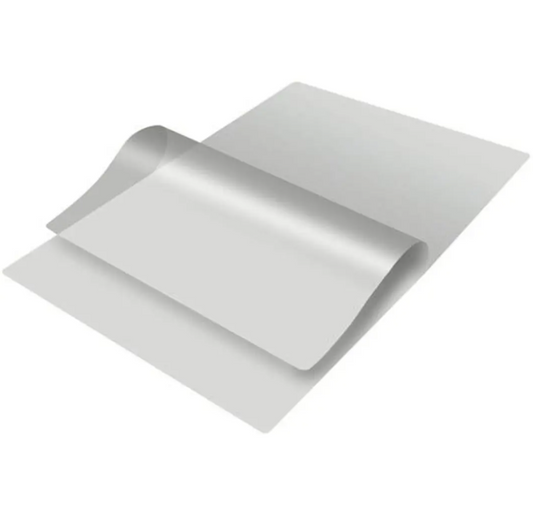 45 microns +/- self adhesive transparent laminating film with paper release