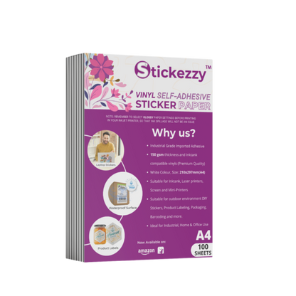 Stickezzy A4 size Vinyl Sticker Paper for Inkjet printing
